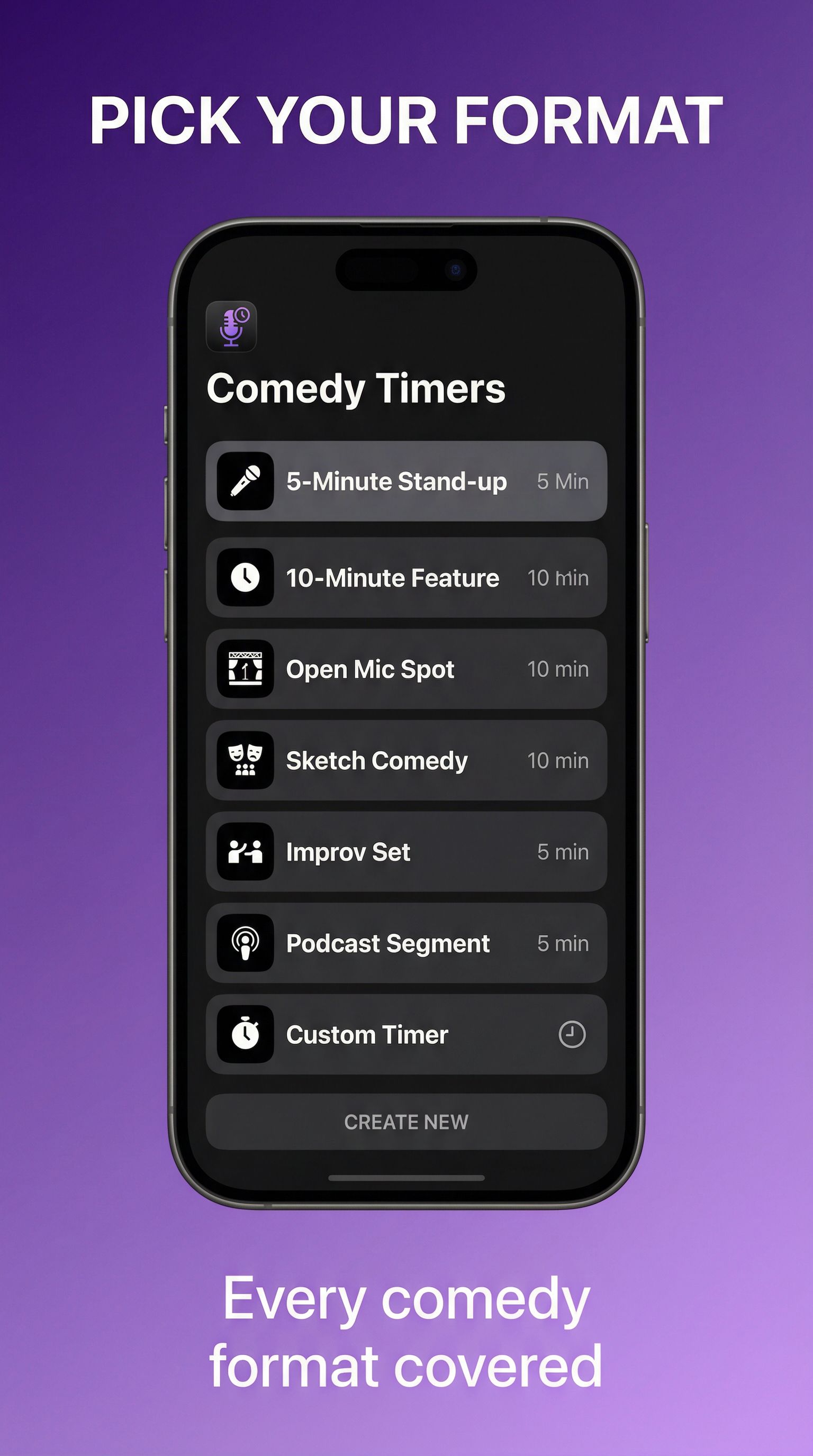 Comedy timer presets for every format